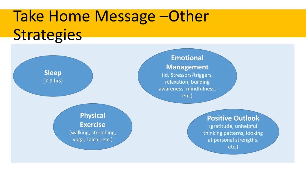 take home message other strategies