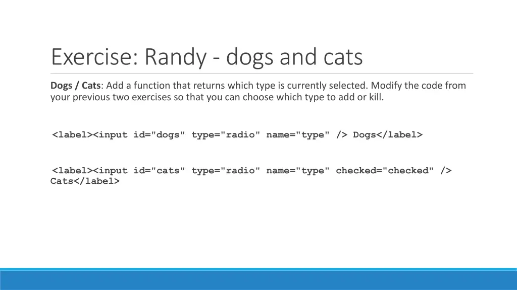 exercise randy dogs and cats