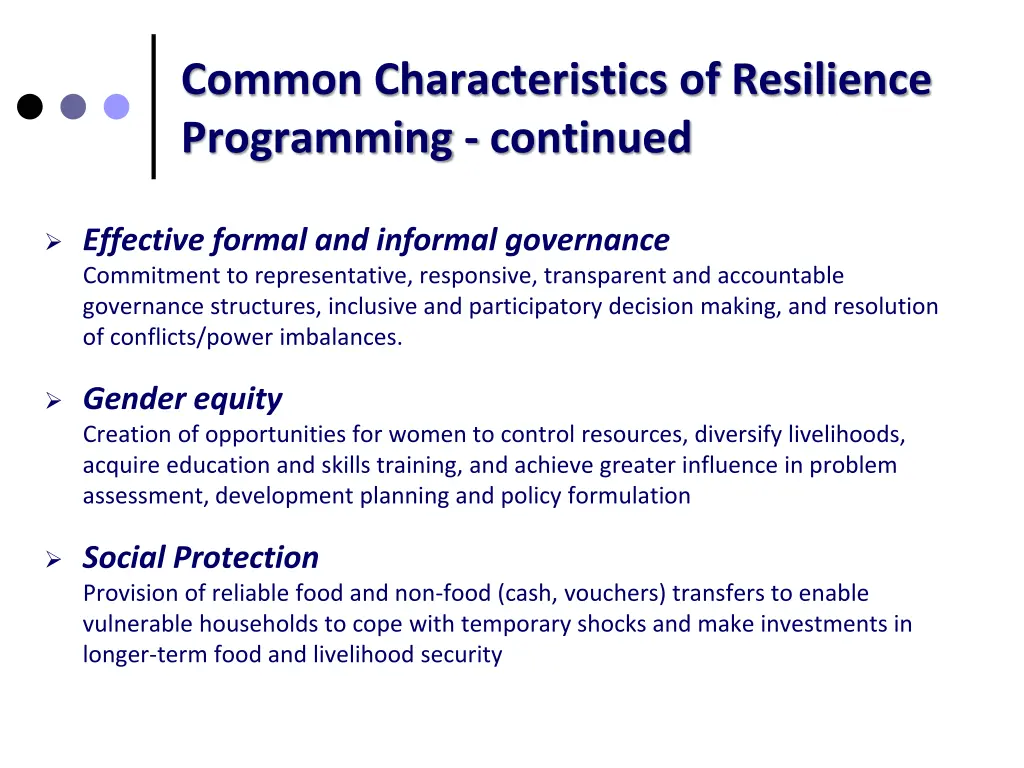 common characteristics of resilience programming 1