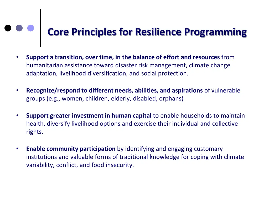 core principles for resilience programming