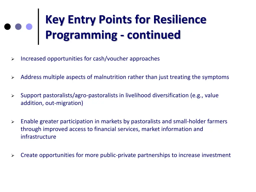 key entry points for resilience programming 1