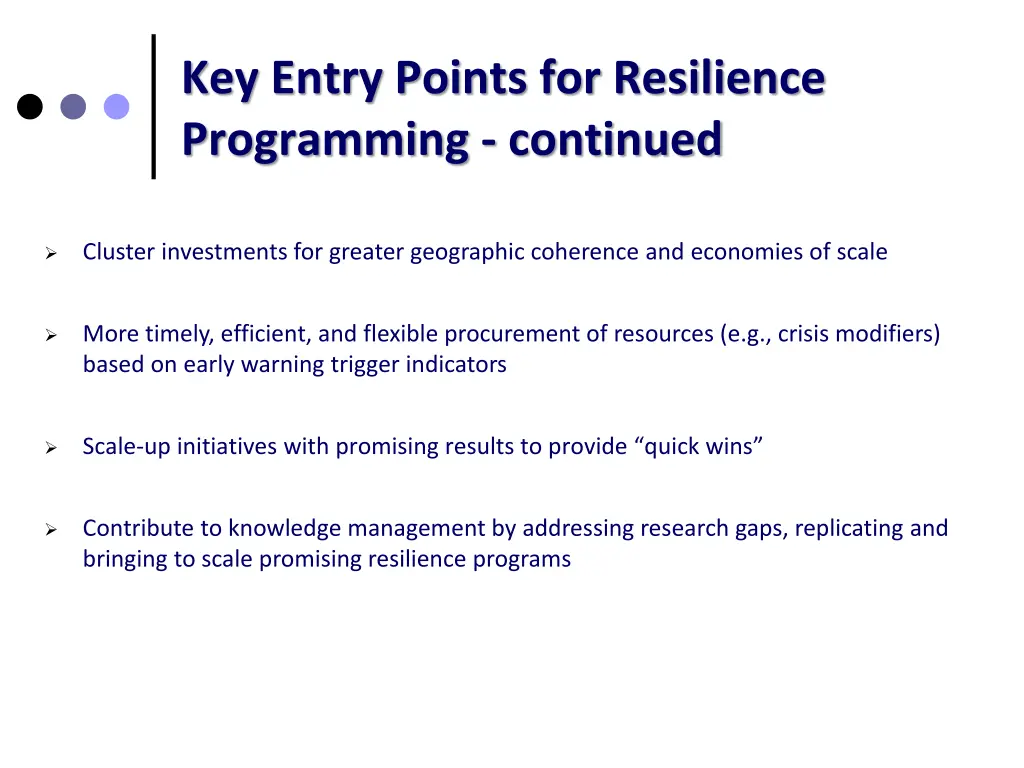 key entry points for resilience programming 2