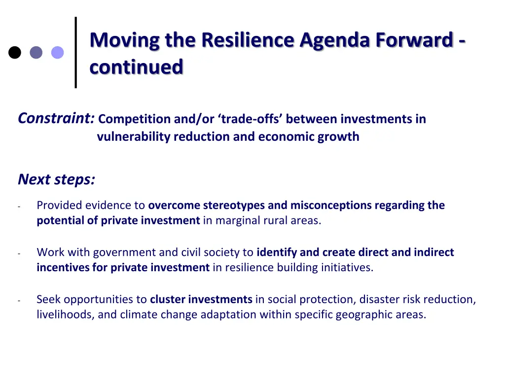 moving the resilience agenda forward continued 1