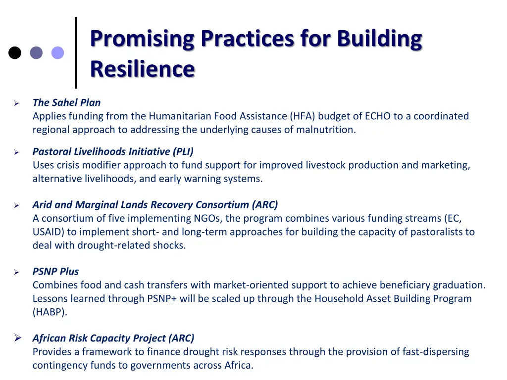 promising practices for building resilience