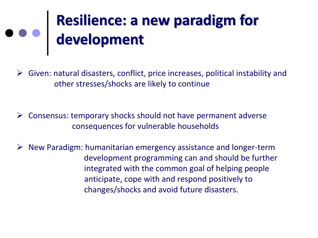 resilience a new paradigm for development