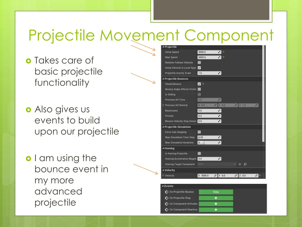 projectile movement component