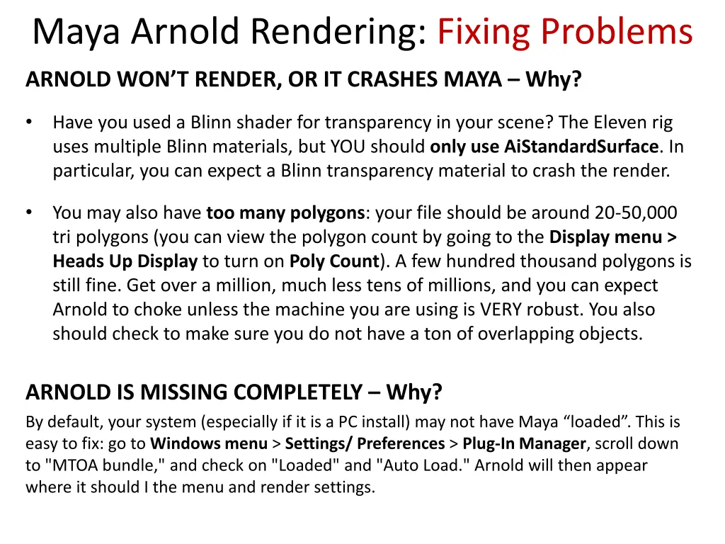 maya arnold rendering fixing problems