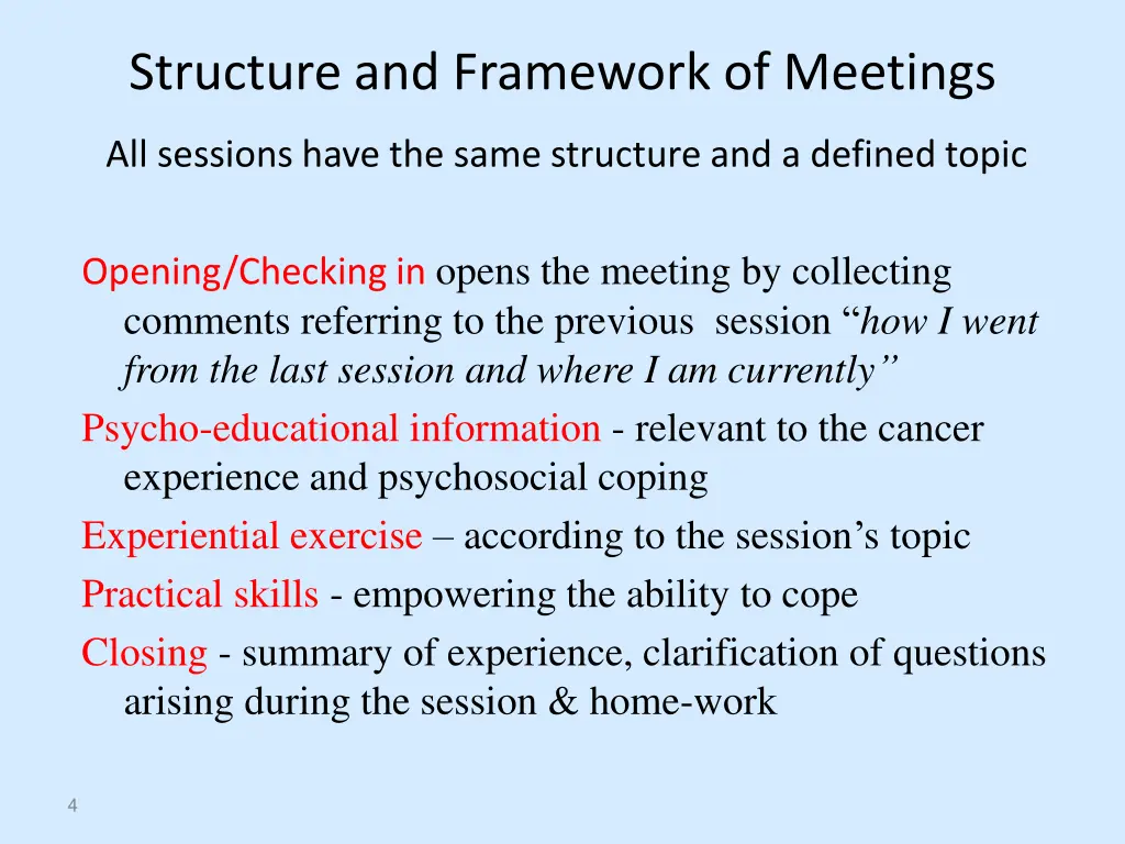 structure and framework of meetings