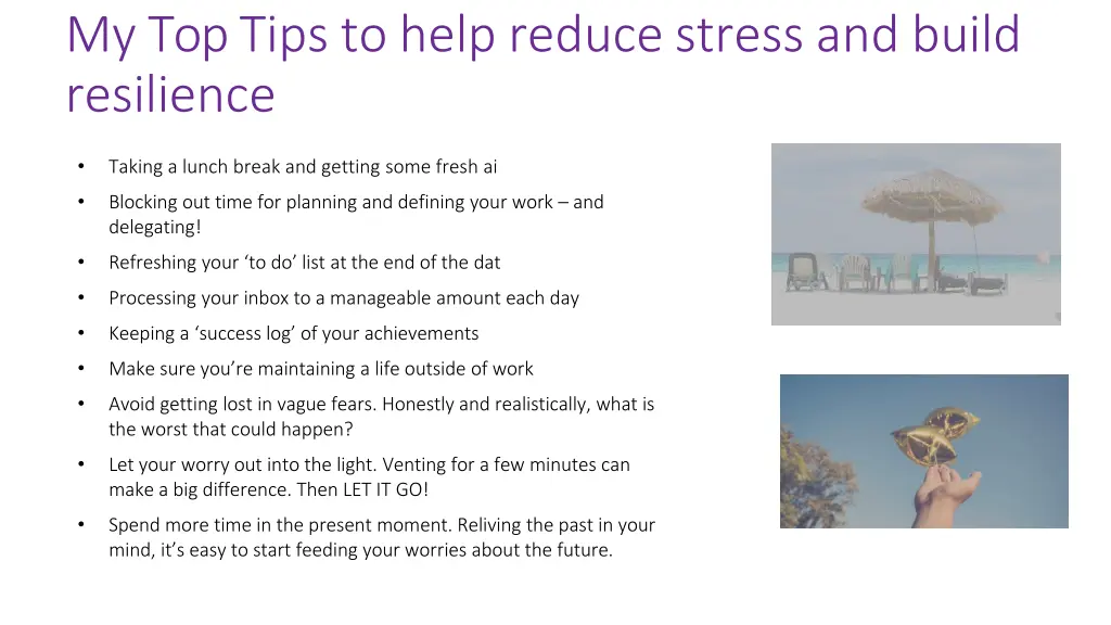 my top tips to help reduce stress and build