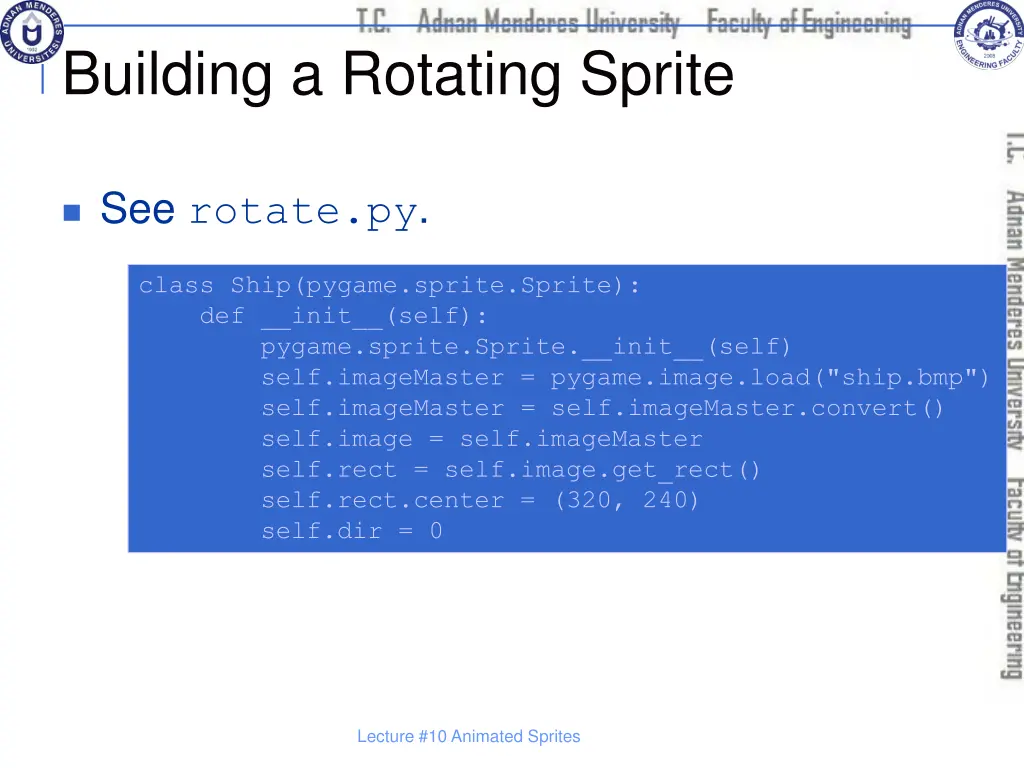 building a rotating sprite