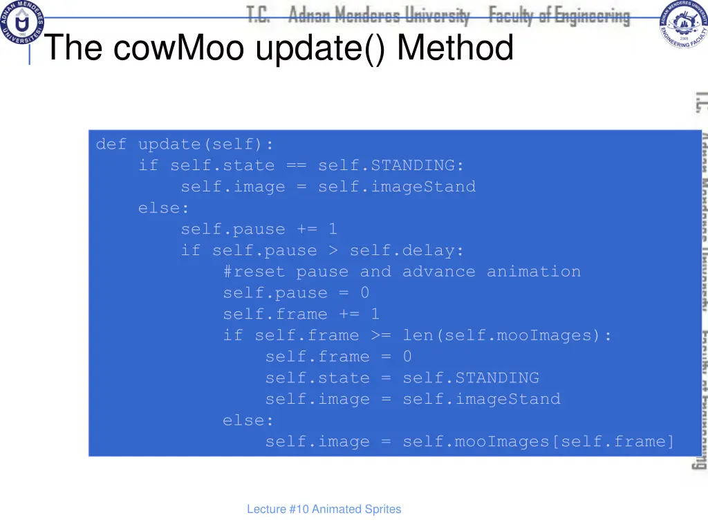 the cowmoo update method