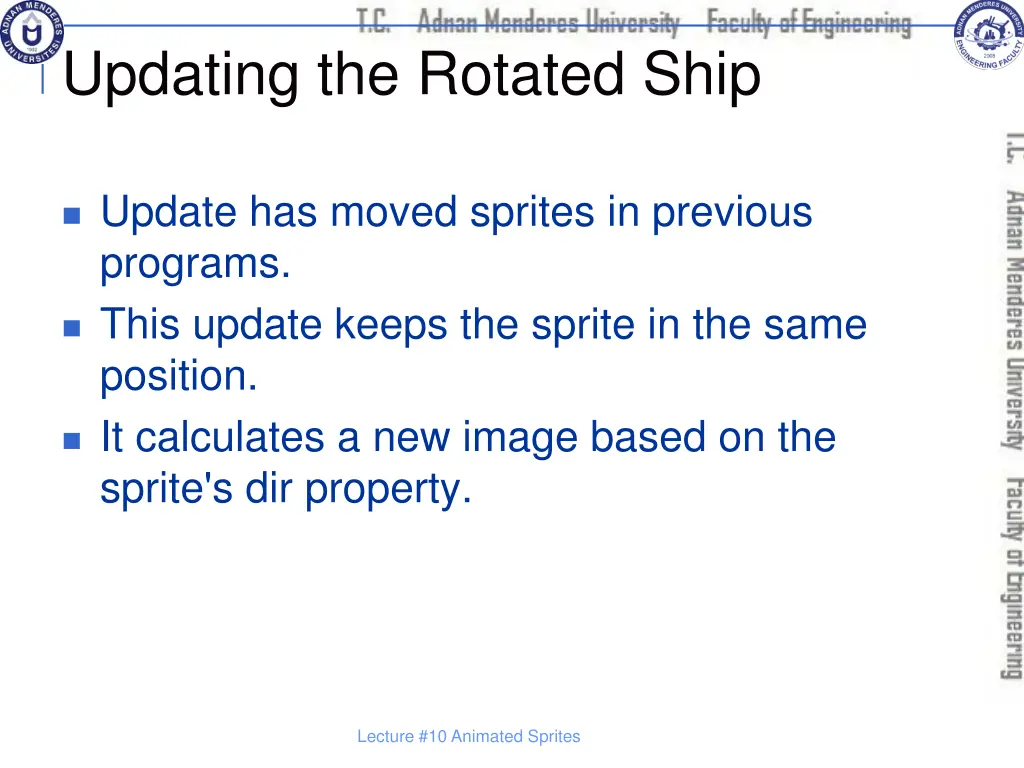 updating the rotated ship