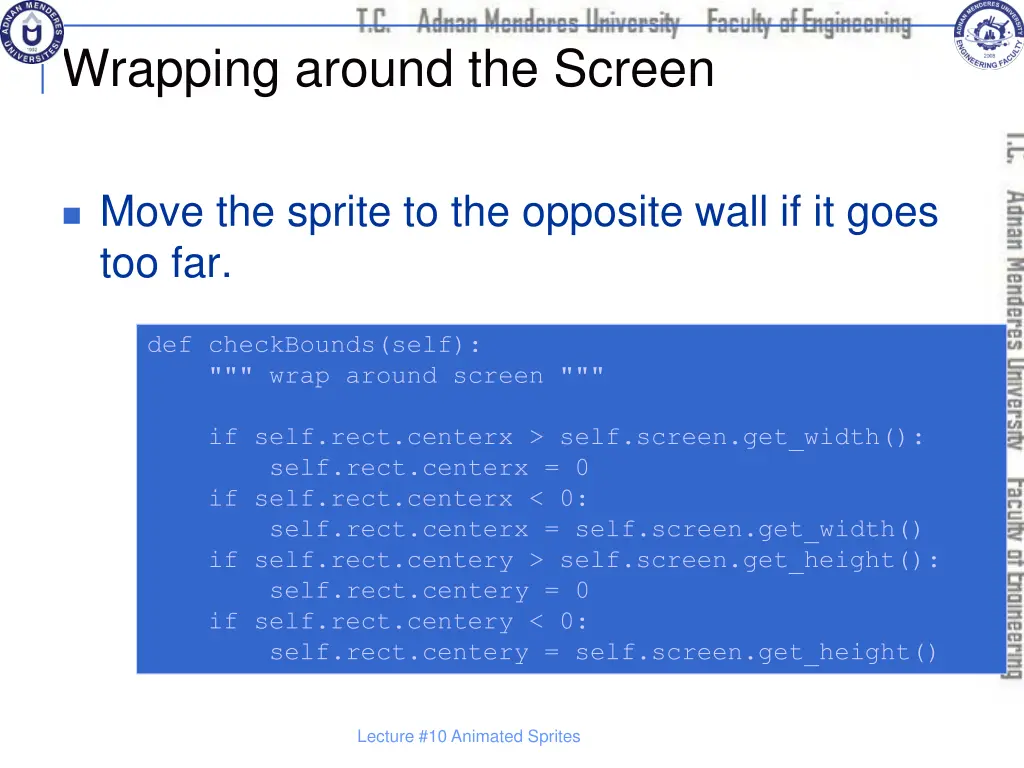 wrapping around the screen