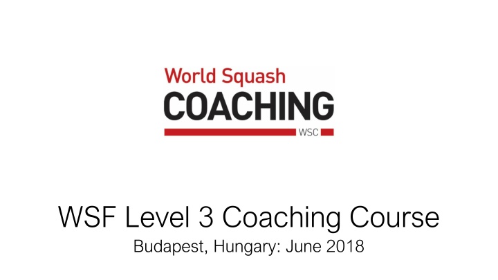 wsf level 3 coaching course budapest hungary june