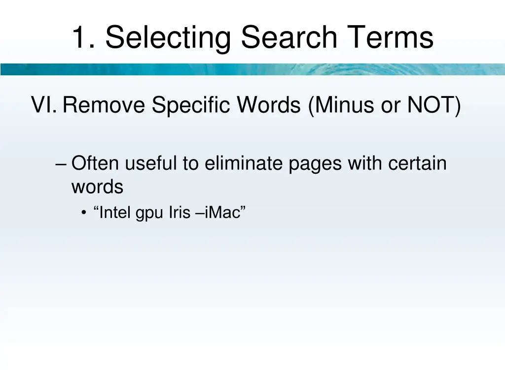 1 selecting search terms 6