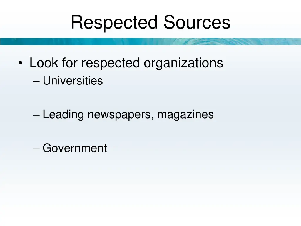 respected sources