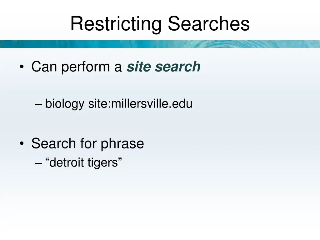 restricting searches