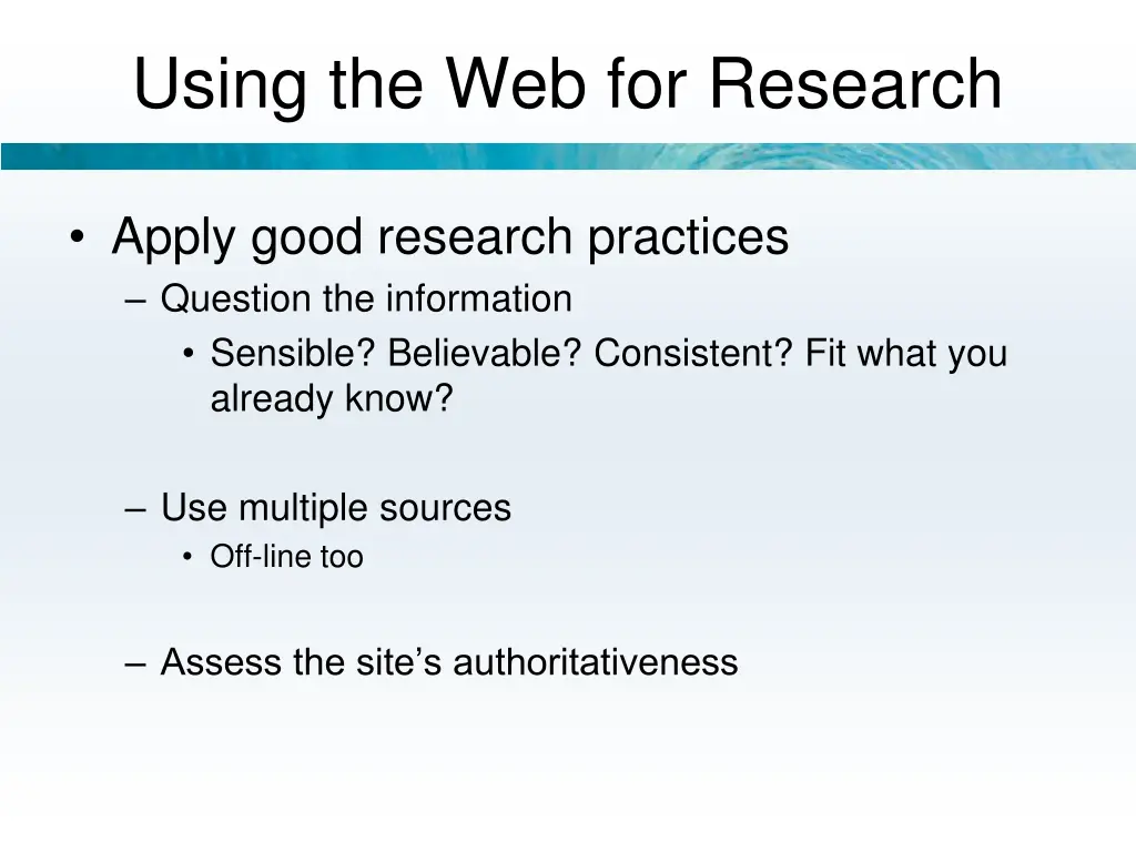 using the web for research