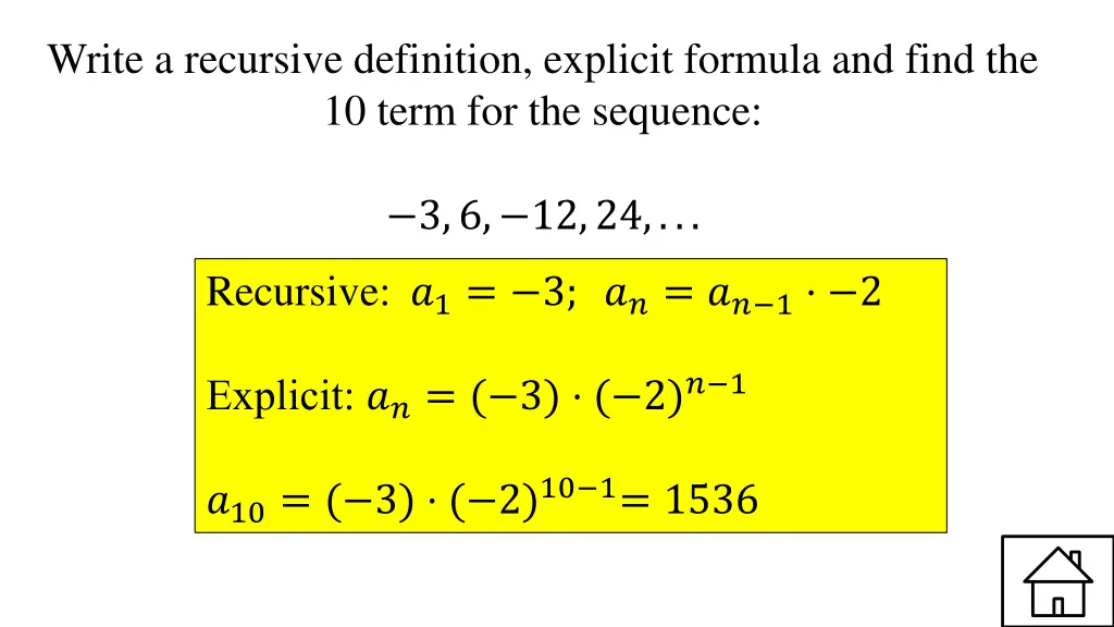 write a recursive definition explicit formula 5