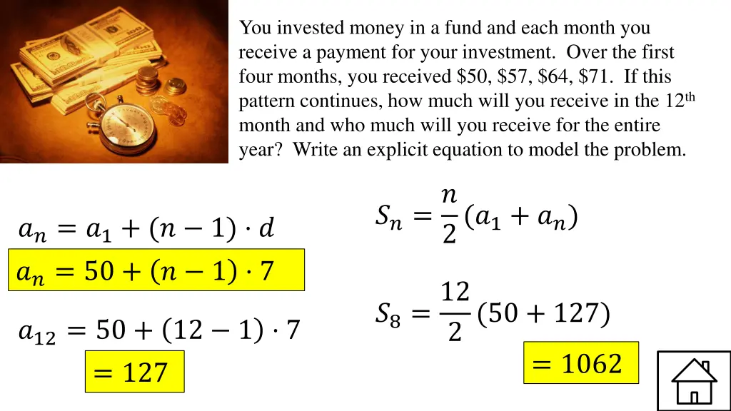 you invested money in a fund and each month 1