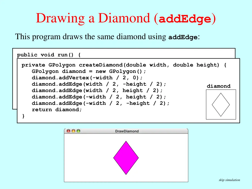 drawing a diamond addedge