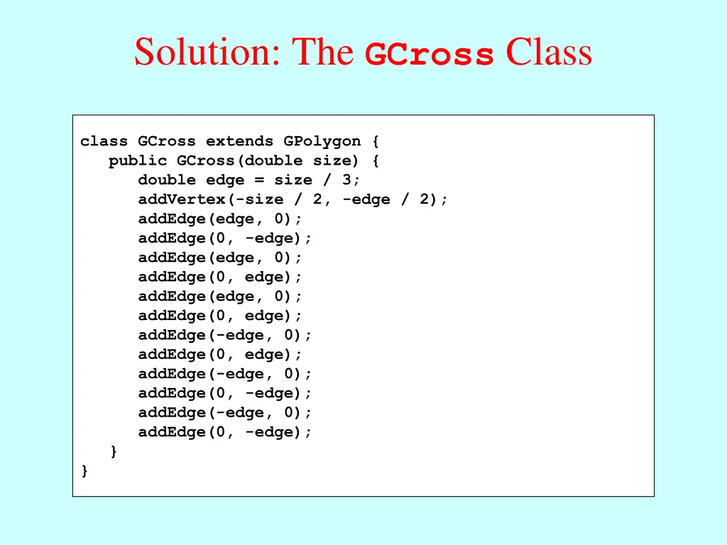 solution the gcross class