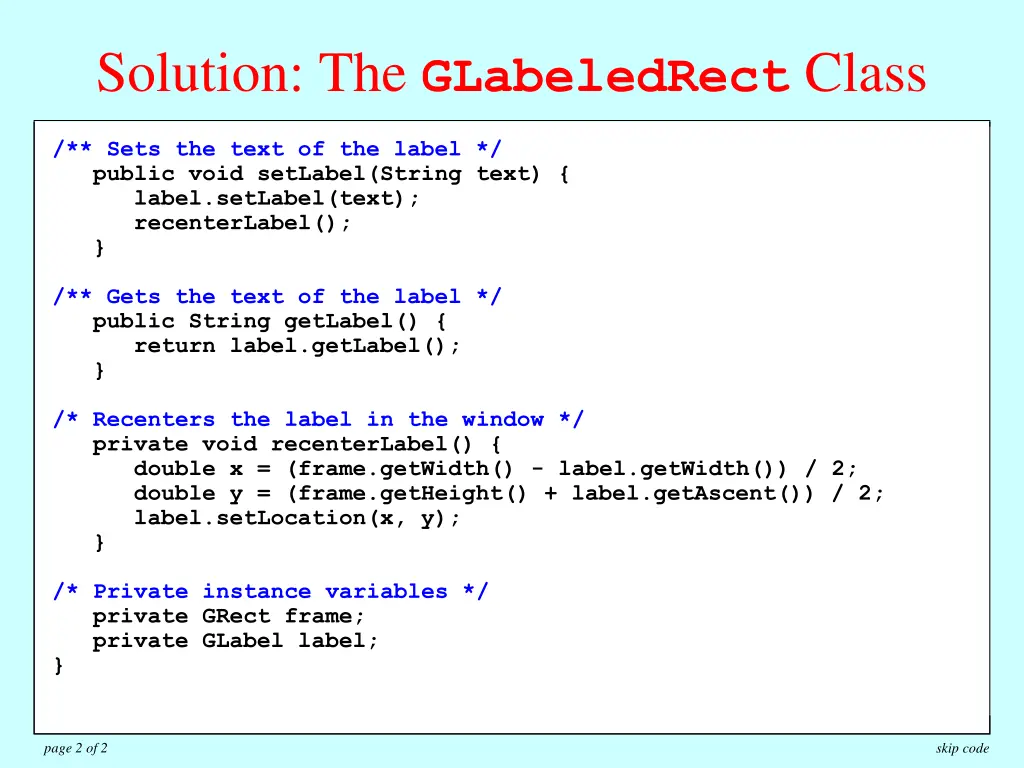 solution the glabeledrect class 1