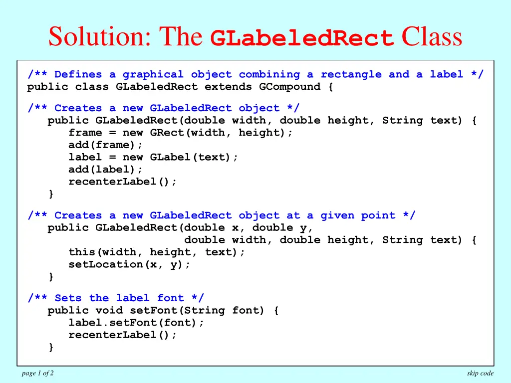 solution the glabeledrect class