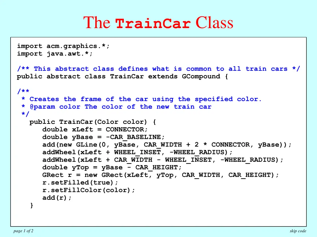 the traincar class