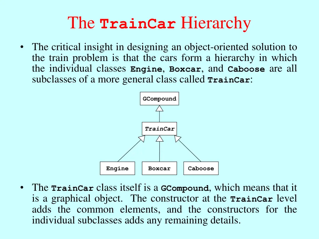 the traincar hierarchy