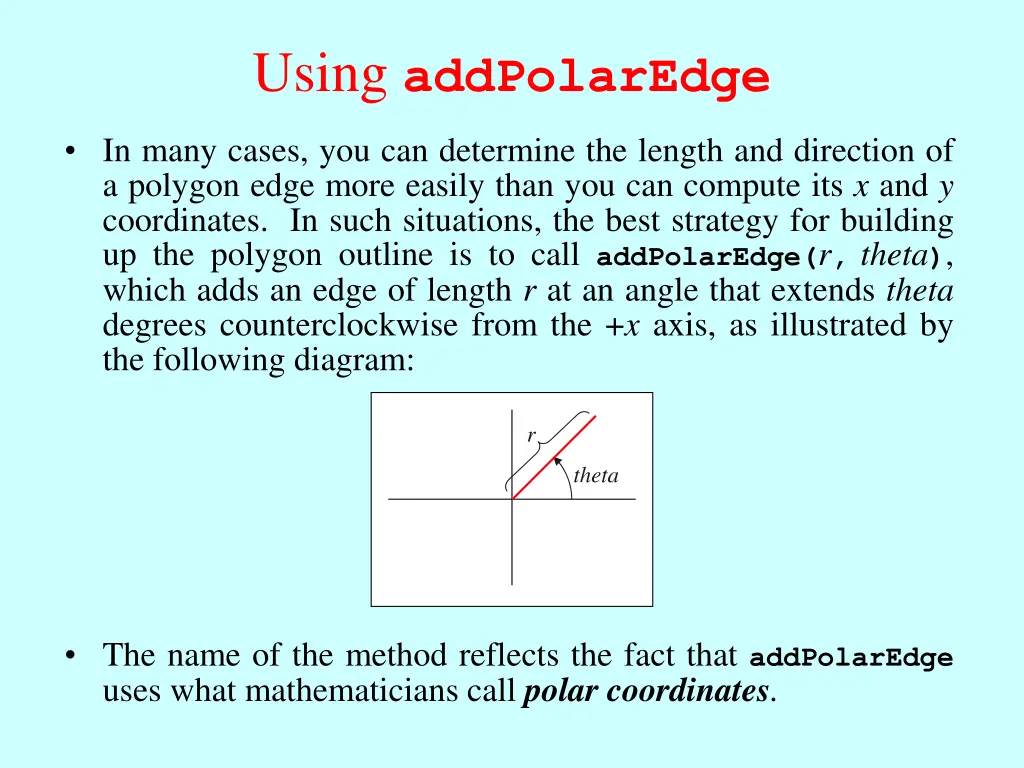 using addpolaredge