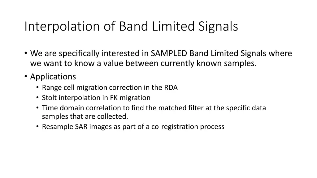 interpolation of band limited signals