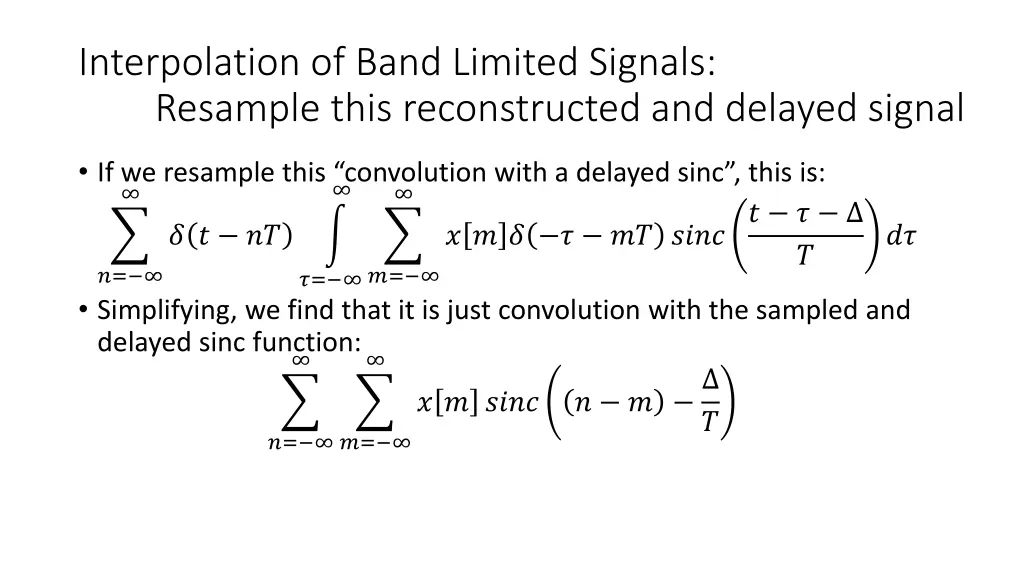 interpolation of band limited signals resample