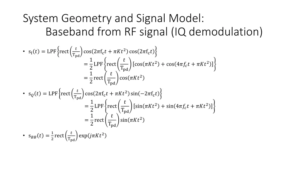 system geometry and signal model baseband from