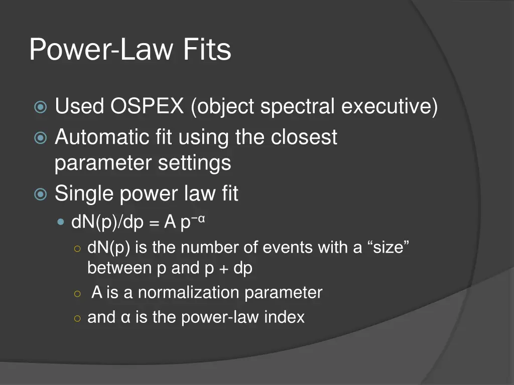 power law fits