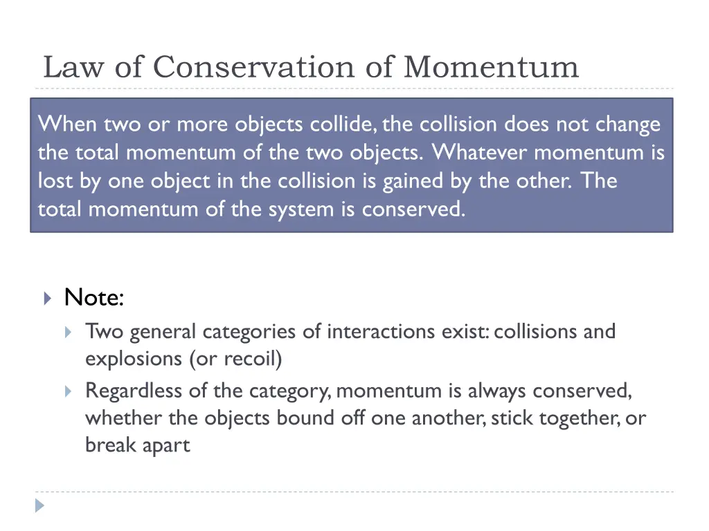 law of conservation of momentum