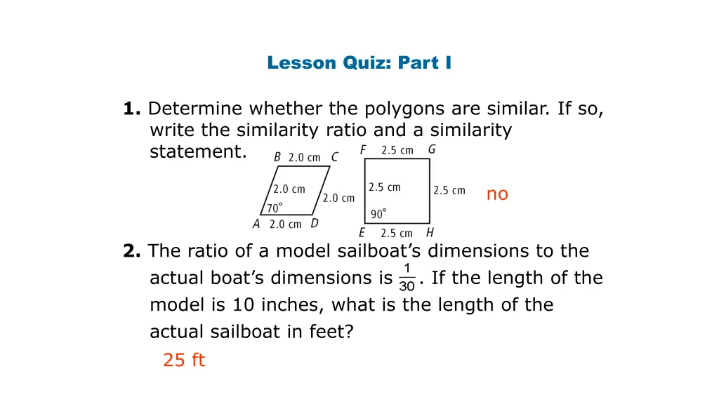 lesson quiz part i