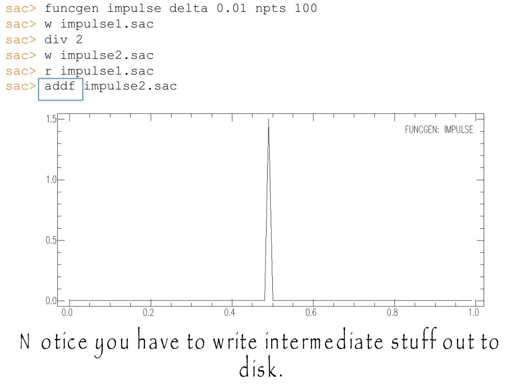 sac funcgen impulse delta 0 01 npts