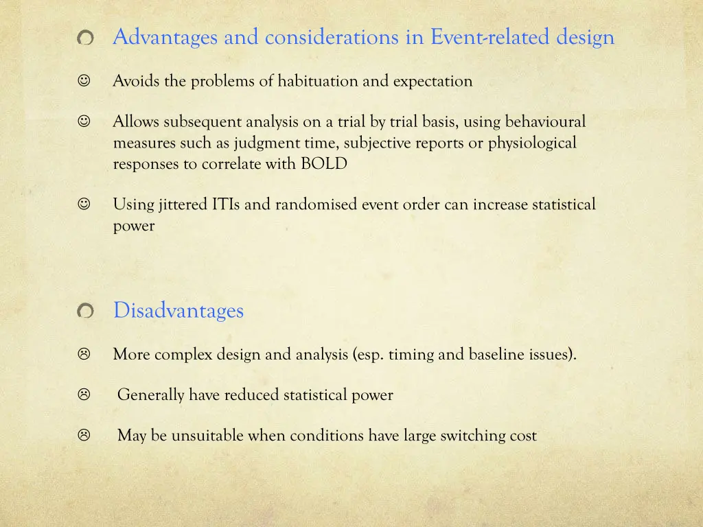 advantages and considerations in event related