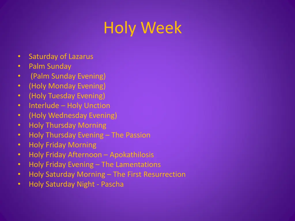 holy week