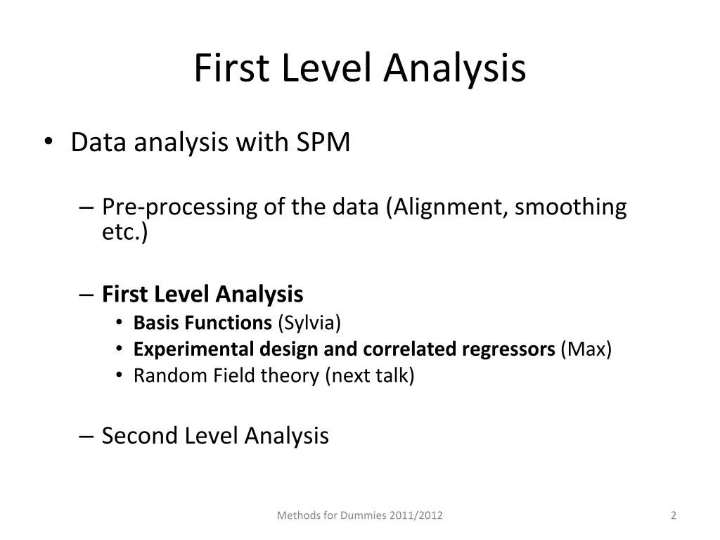 first level analysis