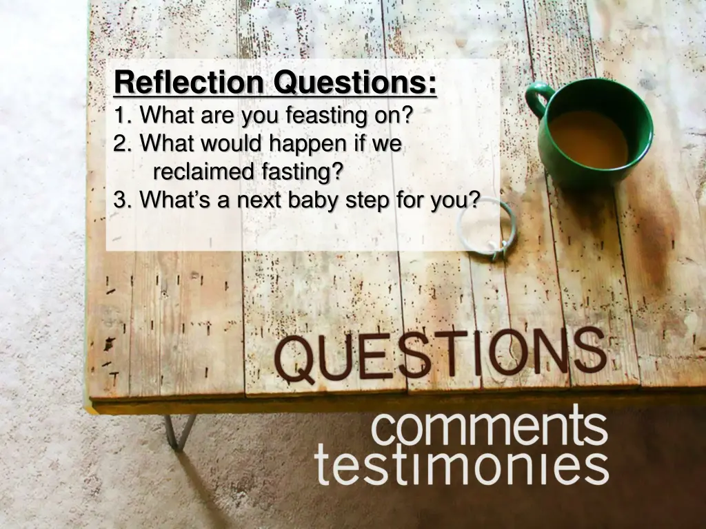 reflection questions 1 what are you feasting