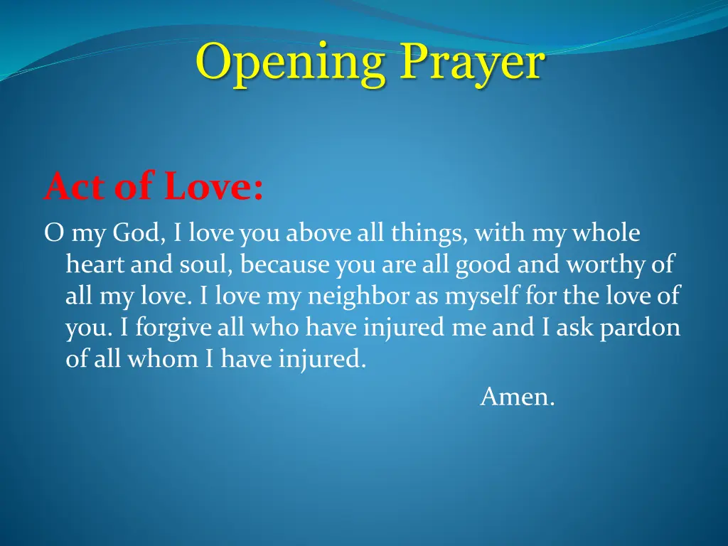 opening prayer