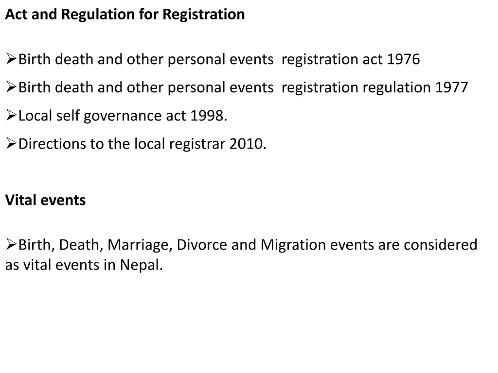 act and regulation for registration