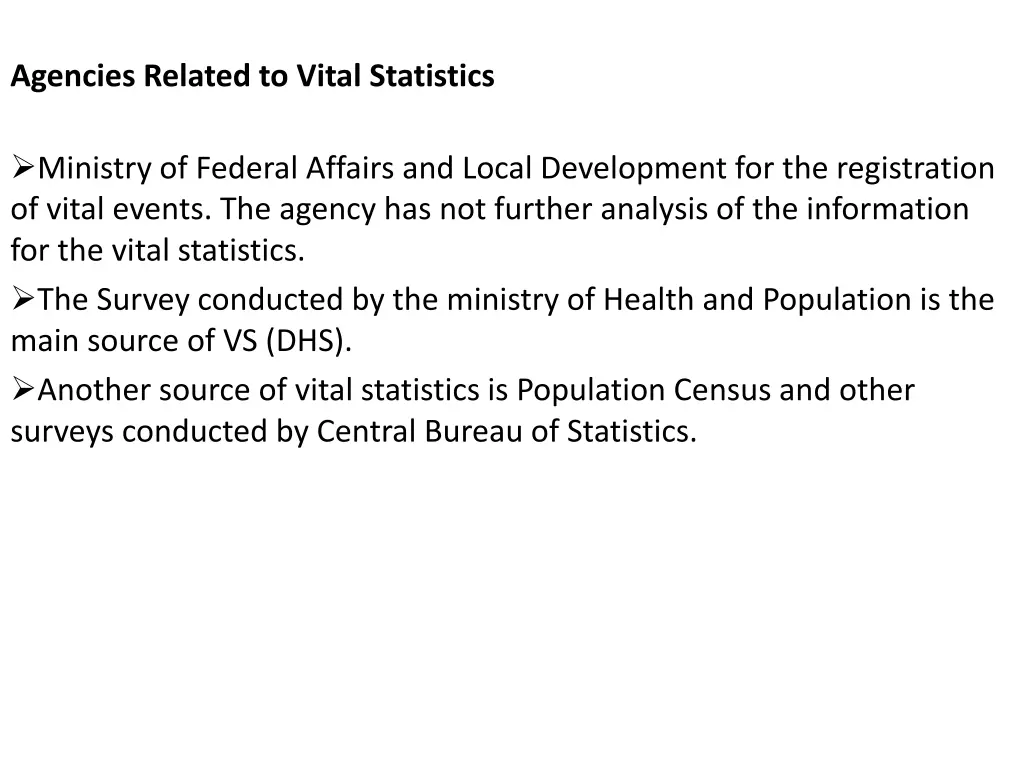 agencies related to vital statistics