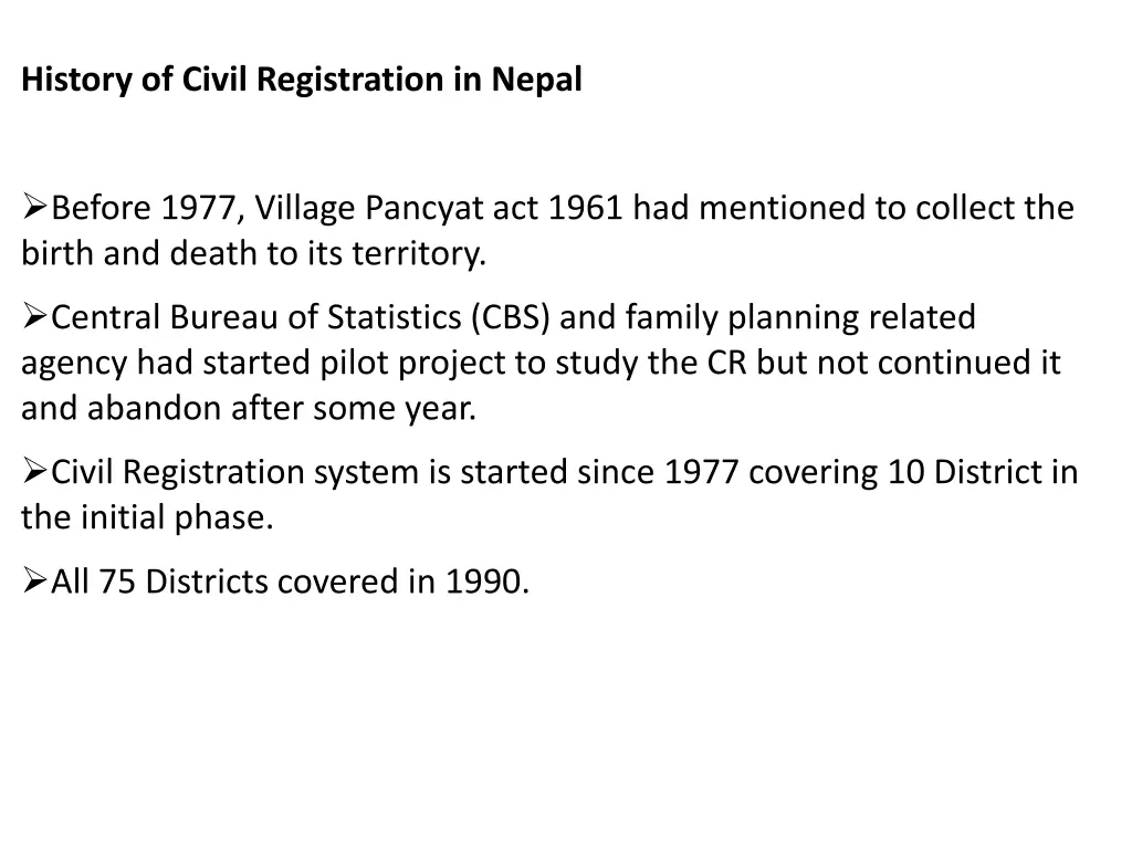 history of civil registration in nepal