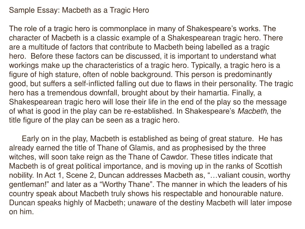 sample essay macbeth as a tragic hero