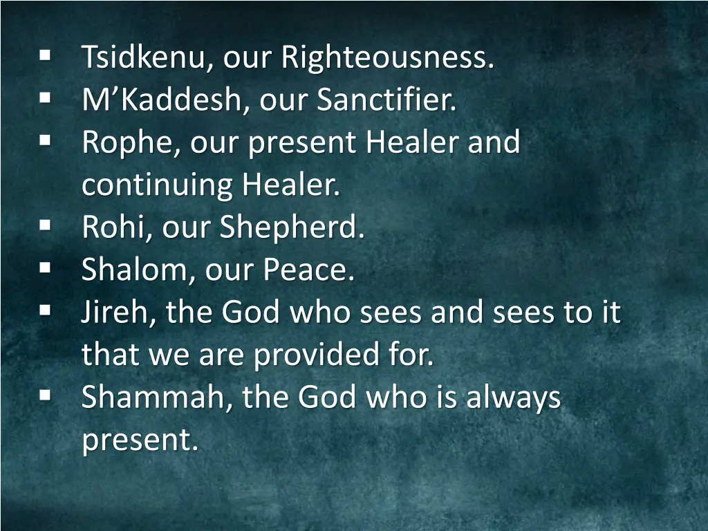 tsidkenu our righteousness m kaddesh