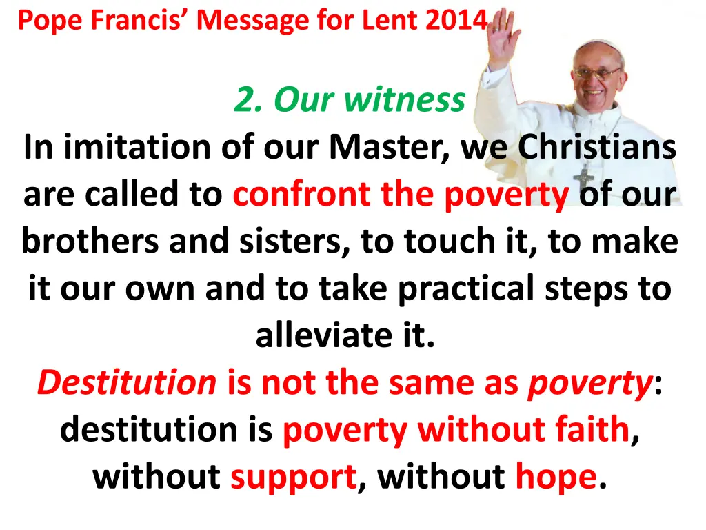 pope francis message for lent 2014 1