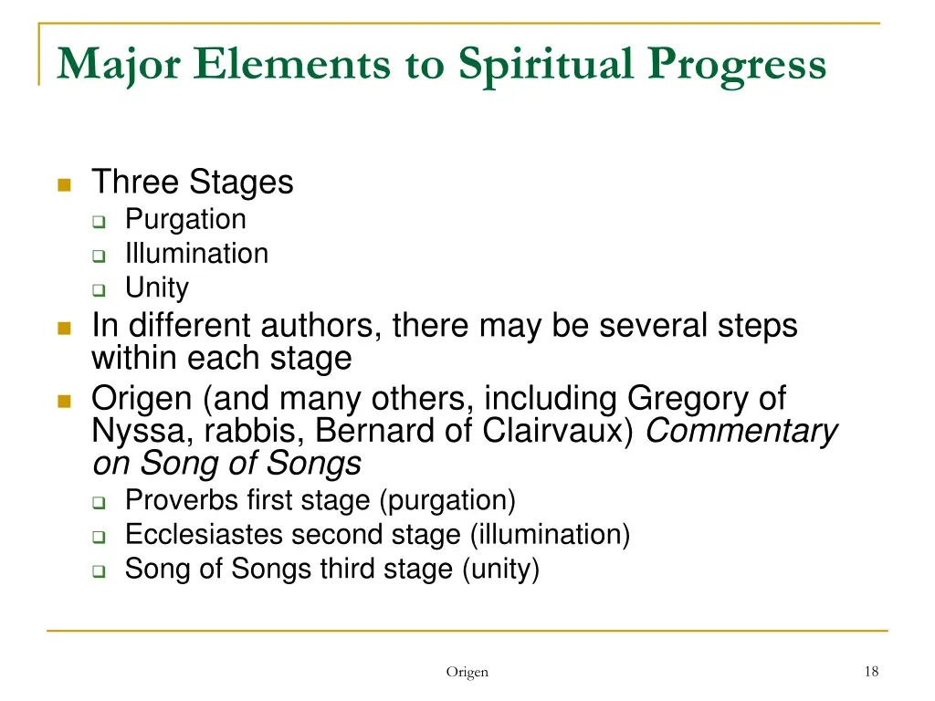 major elements to spiritual progress